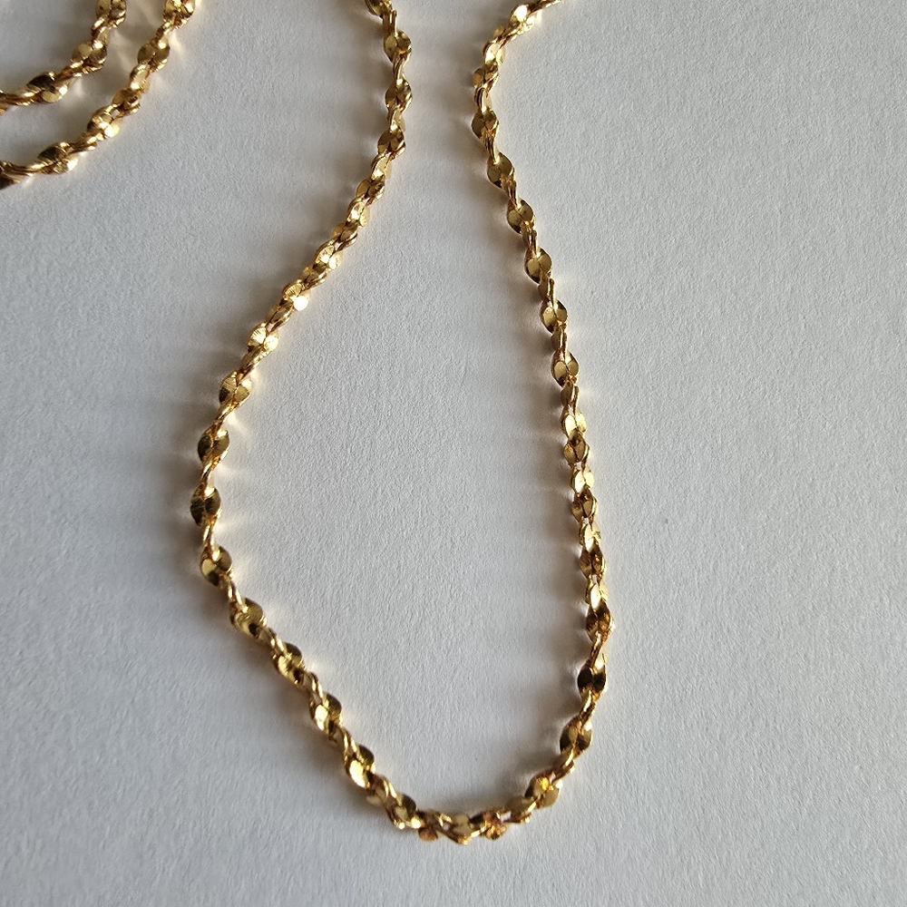 Vintage chain gold tone twist link necklace 24" Korea Korean jewelry